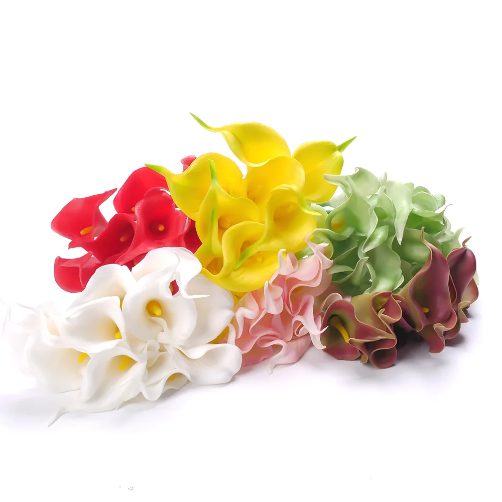 

2019 New Hot 1Pc Artificial Latex Calla Lily Flower Bouquet Home Wedding Bridal Decor Artificial Flowers For Dropshipping