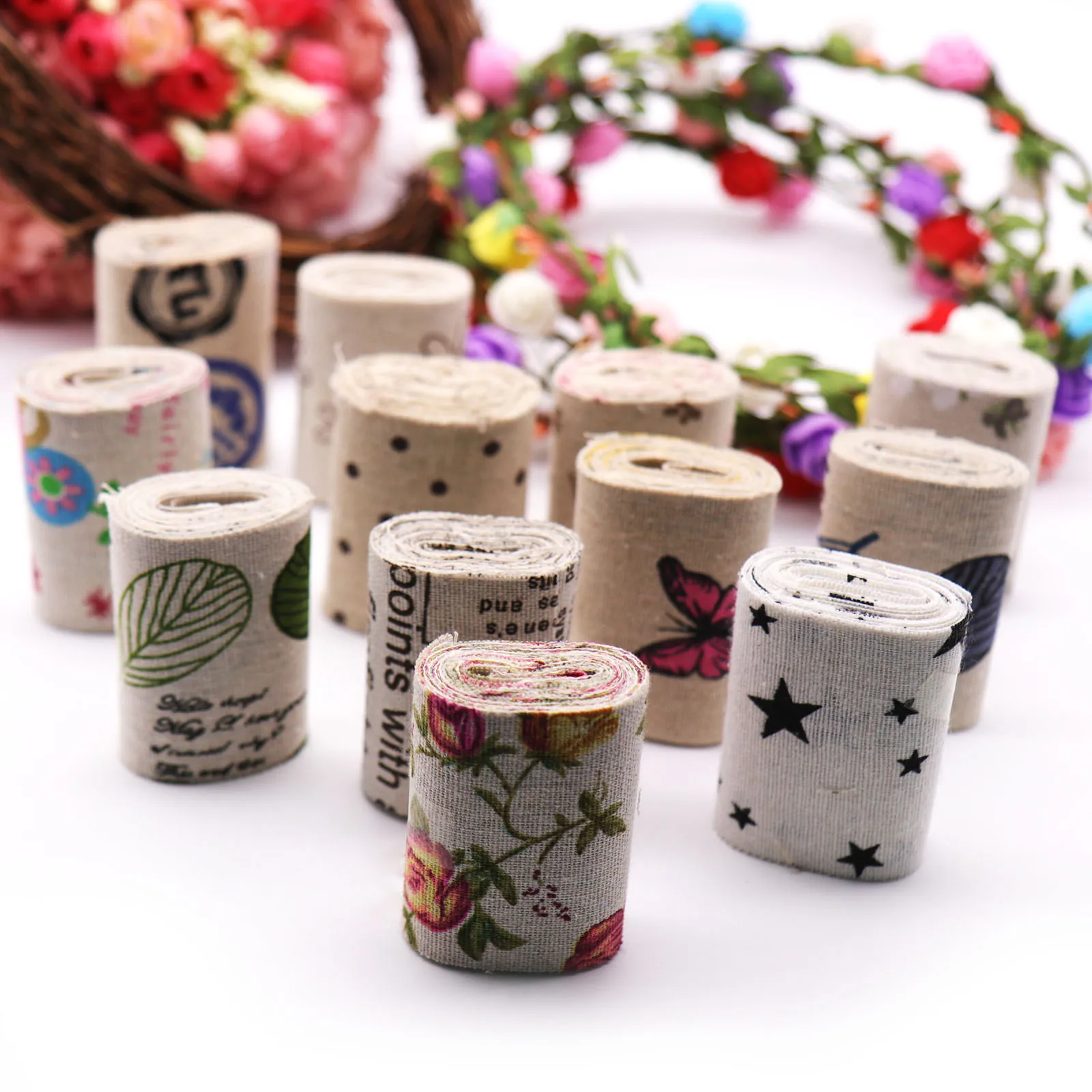 

(6.5cmx2m) Multi Design "Handmade" Printed Cotton Lace Ribbon Sewing Fabric Wedding Decoration Gift Wrapping Christmas Ribbon