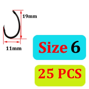 25 шт. крючок для ловли карпа с тефлоновым покрытием, крючки для ловли карпа из высокоуглеродистой стали, матовый черный с микроскопом Yn Chod, крючки для волос, джиг-голова - Цвет: Size 6-25PCS