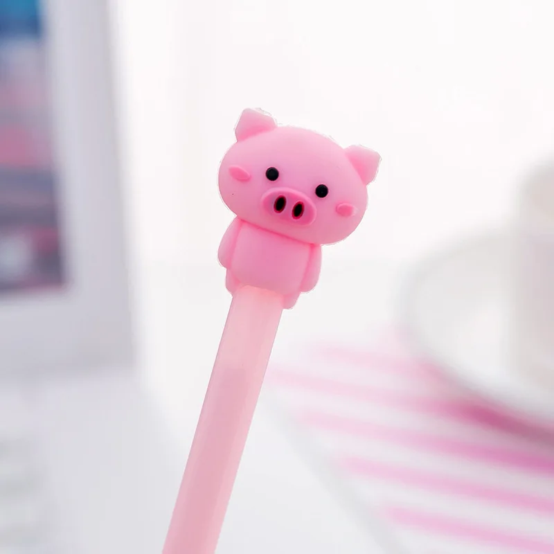 1 шт. Милая мультяшная розовая Милая свинка школьная гелевая ручка офисная черная ручка канцелярская - Цвет: 04