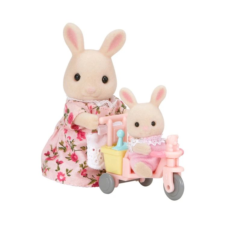 Sylvanian Families кукольный домик пушистые игрушки Фигурки детей кататься и играть набор w/Кролик мама и 2 младенцев#5040 Новинка