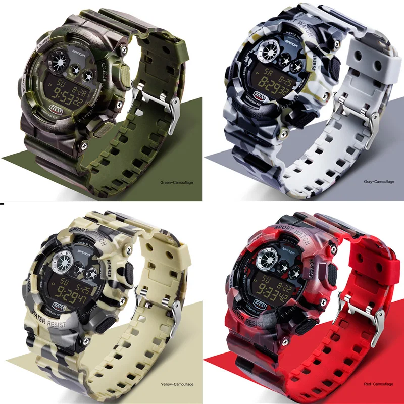 

SANDA Designed Luxury Men Sport Watches Men's Digital Watches Camouflage Waterproof Electronic Man Military Running Wristwatches
