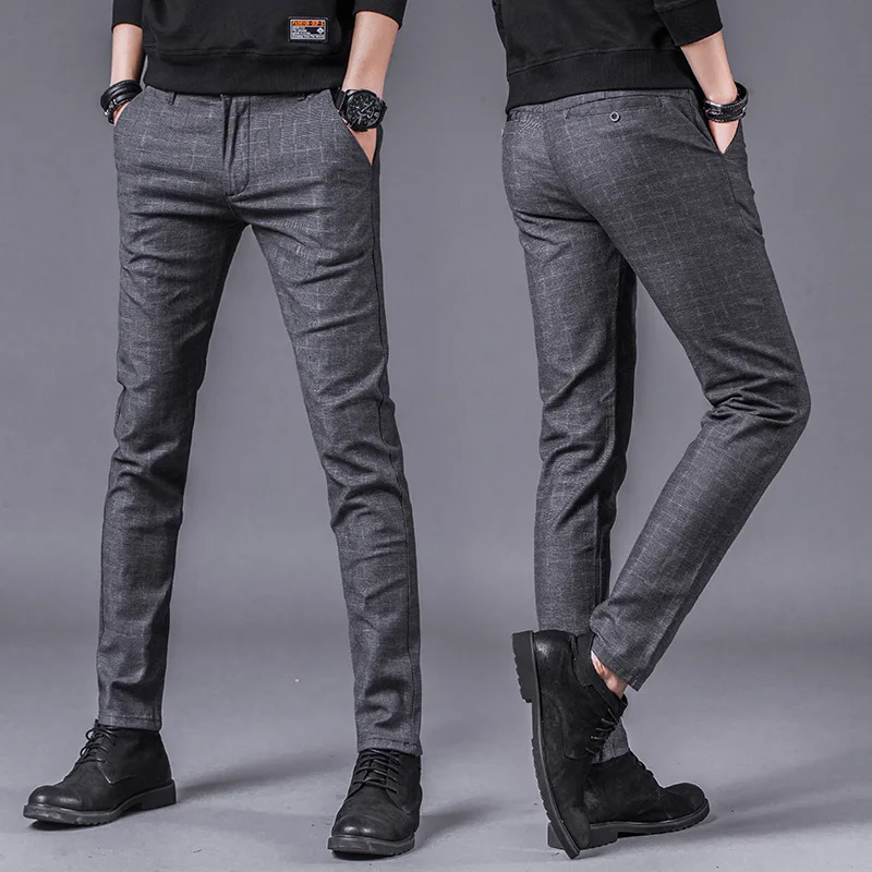 

2019 New Men's Long Pants Regular Straight Fit Smart Casual Trousers Elasticity Pants Regular Straight Fit Male Pants