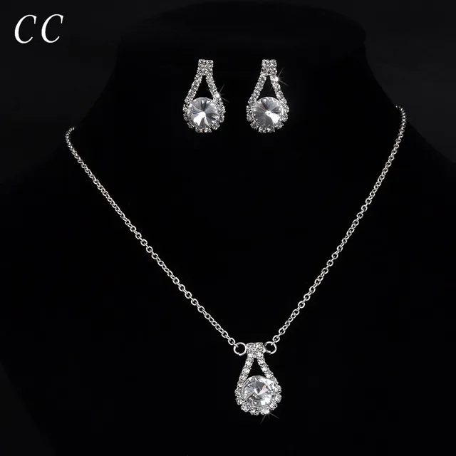 Teardrop Necklace And Earring Sets For Bridesmaid Women S Simple Teardrop Necklace And Earring Sets For Bridesmaid Women S Simple Wedding Jewelry Bridal Cz