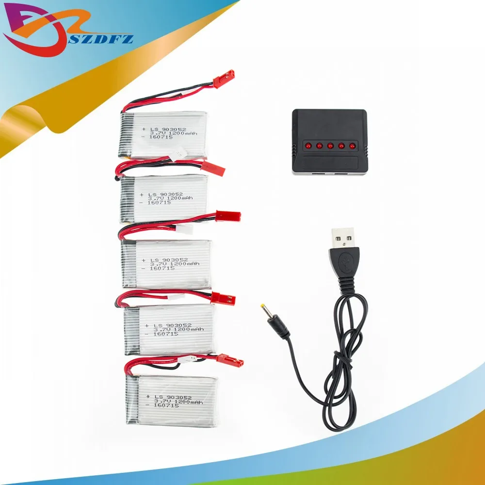 5pcs 3.7V 1200Mah Xpower Li-polymer lipo battery plus 5 in 1 USB charger box for Syma X5SW X5SC M18 H5P drone RC Quadcopter | Игрушки и