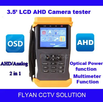  3.5" CCTV Monitor 2MP AHD camera tester 720P/1080P analog camera testing multimeter PTZ control optical fiber meter DC12V output 