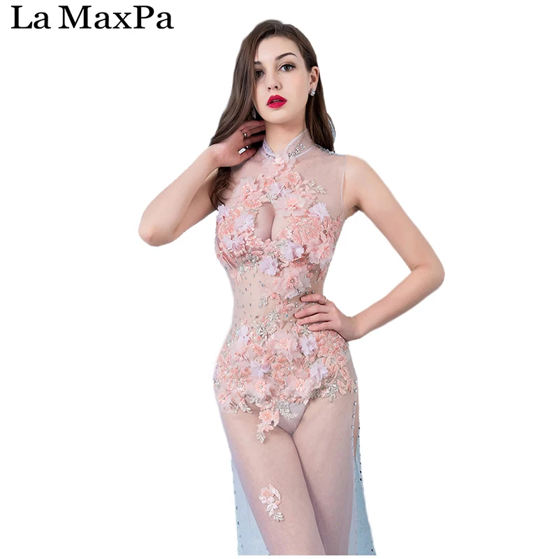 La MaxPa 2017 бренд женский для певицы сцены костюм женщины перспектива Глубокий V