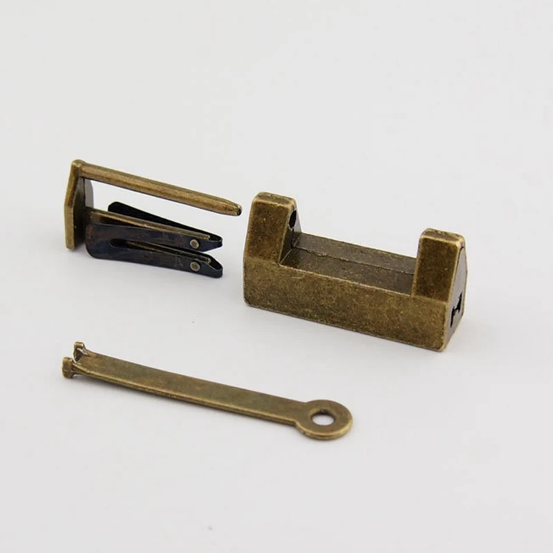 Alloy Antique Bronze Chinese Old Decorative Lock Jewelry Chest Box Lock Padlock for Wooden Wood Suitcase Drawer Cabinet 2