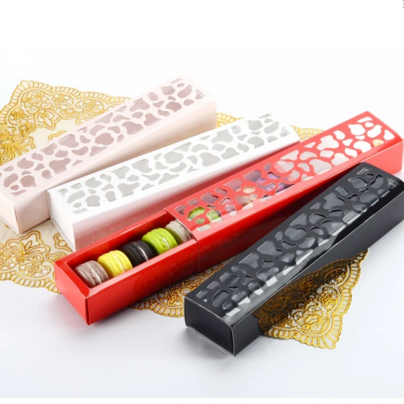 

Four colors Long Dessert Macaron packaging box mooncake box Egg-Yolk Puff baking cookies food package box
