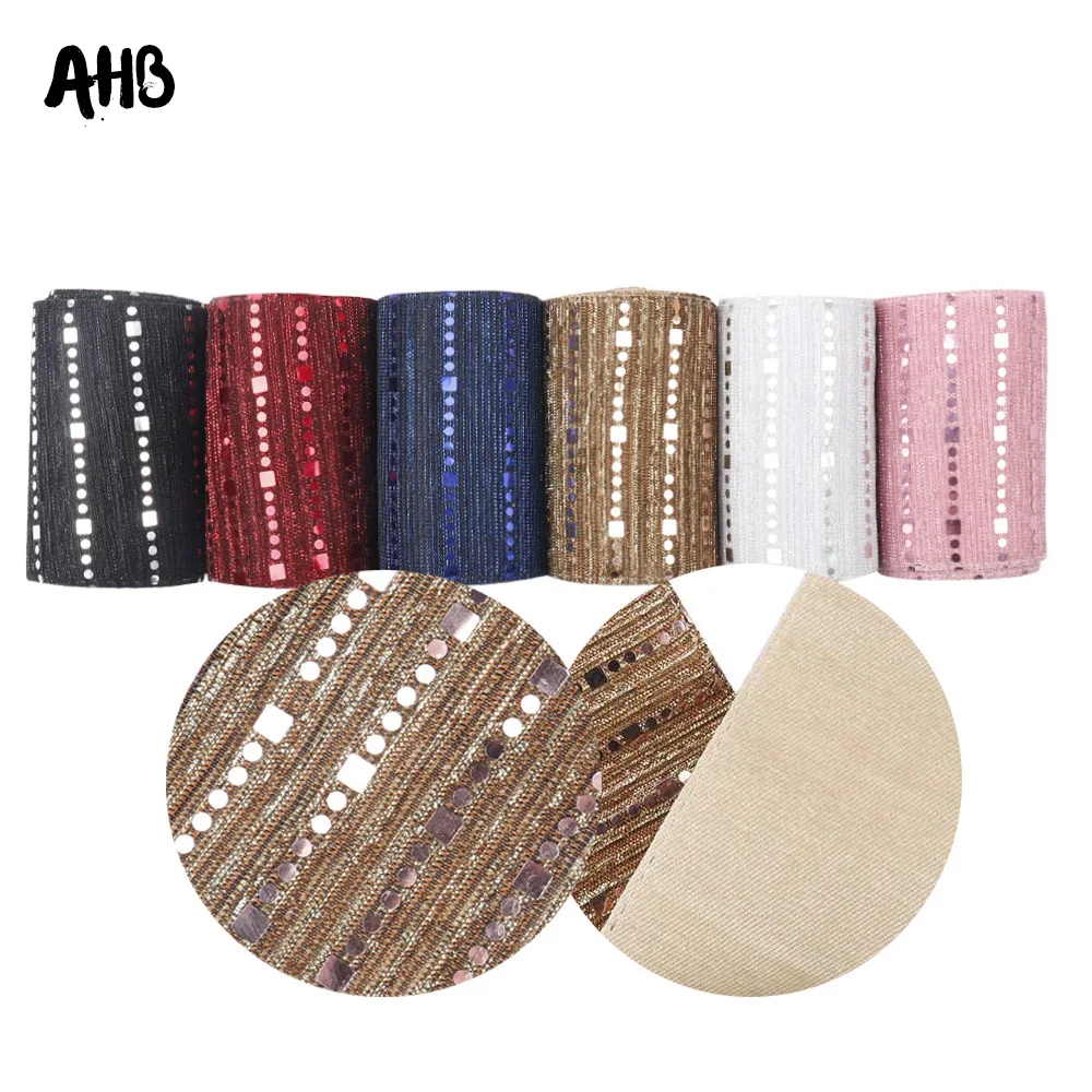 

AHB 3" 75mm Sequin Ribbon Handmade Colorful Stripe Sequin Ribbon DIY Hair Accessories Headwear Materials Wedding Party Decor