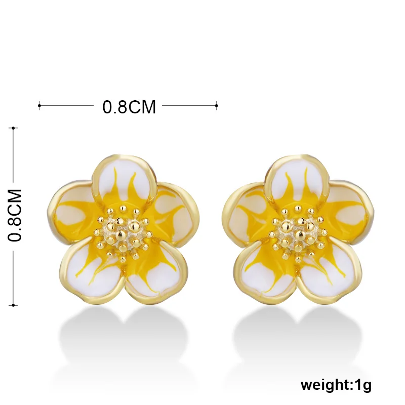 Dazz нежные желтые маленькие серьги в форме цветка 925 Серебряные эмалированные серьги-гвоздики для девочек женские праздничные повседневные бижутерия для декорирования