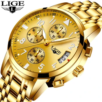 

LIGE Mens Watches Business Fashion Luxury Top Brand Quartz Watch Sports Casual Waterproof Full Steel Clock Relogio Masculino+Box