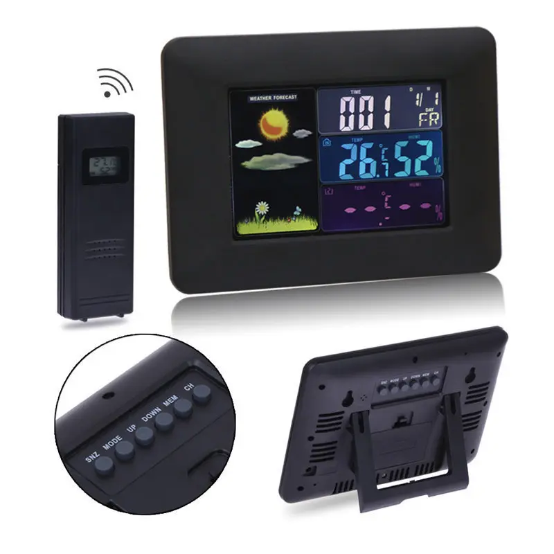 

Thermometer Hygrometer Colorful Screen Weather Station RH 20%-90% Digital Thermometer Indoor Outdoor Probe EU Plug