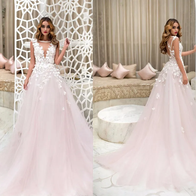 

Different Two Style Neckline Flower Applique Beading Wedding Dress A-line Court Train Bridal Dress vestidos de formatura
