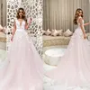 Coupon Different Two Style Neckline Flower Applique Beading Wedding Dress A-line Court Train Bridal Dress vestidos de formatura 33020595826