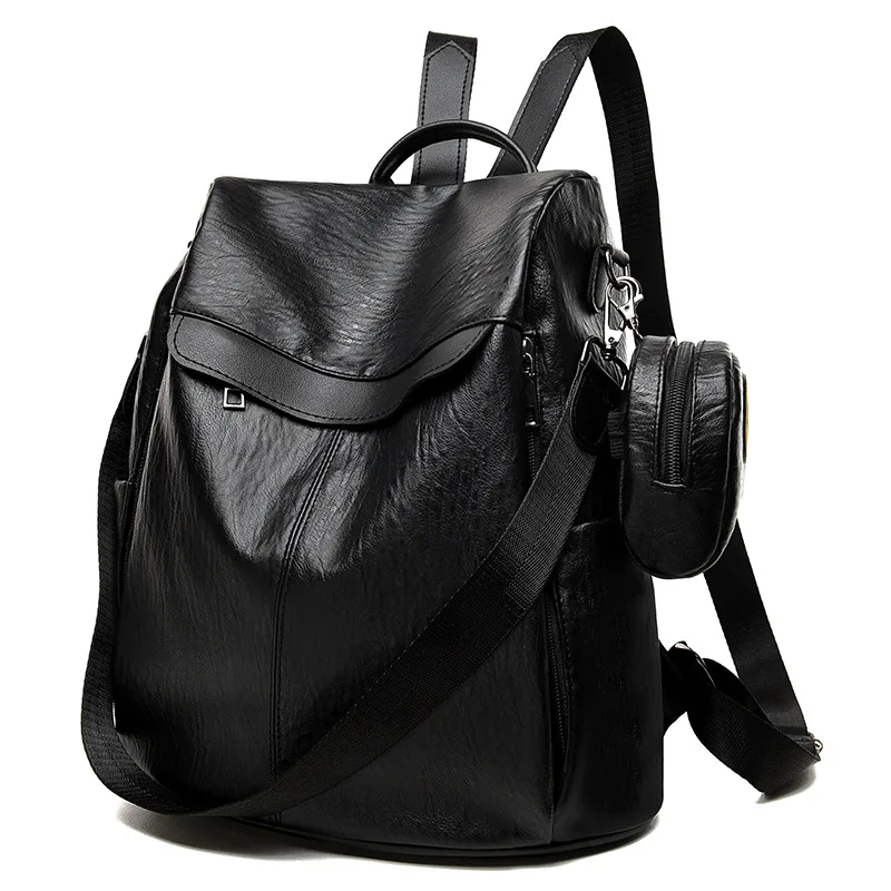 Новинка, кожаный женский рюкзак с защитой от кражи, большая вместительность, женский рюкзак с кошельком, водонепроницаемый рюкзак высокого качества из искусственной кожи