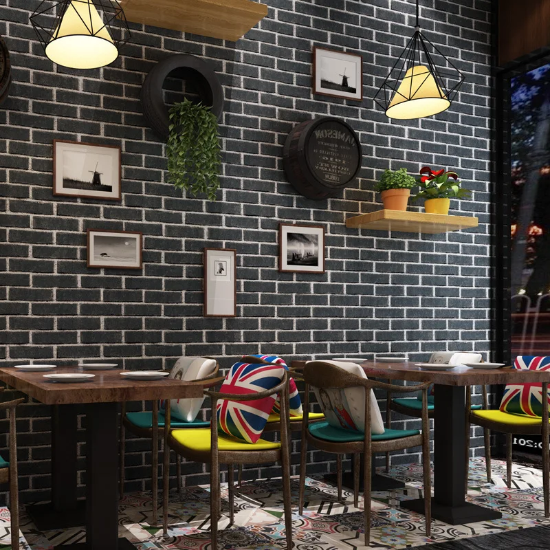 

Modern Minimalist Brick Pattern Non-woven Wallpaper Brick Retro Nostalgic Wallpaper Restaurant Project Thickened Wallpaper