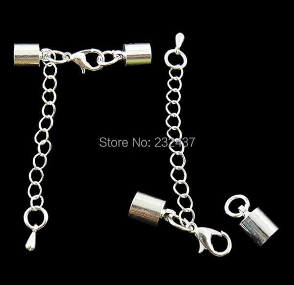 Free shipping!!!Brass Lobster Claw Cord Clasp 2014 Fashion Jewelry with 5.8cm extender chain silver color plated | Украшения и