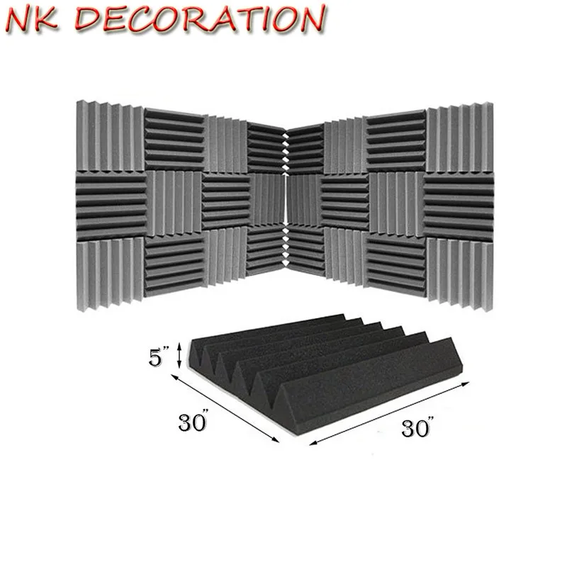 Beste 6 Stks set Geluidsisolatie Foam Akoestische Foam Geluid Behandeling Studio Room Absorptie Wedge Tegels Polyurethaanschuim Voor Muur