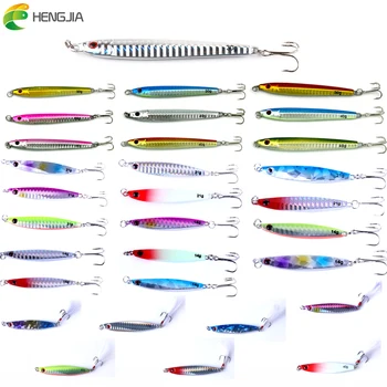 

HENGJIA 1PC hard metal mixed lead lures 14g 21g 30g 40g sea sinking jigs hooks vibrations baits wobbler pesca fishing tackles