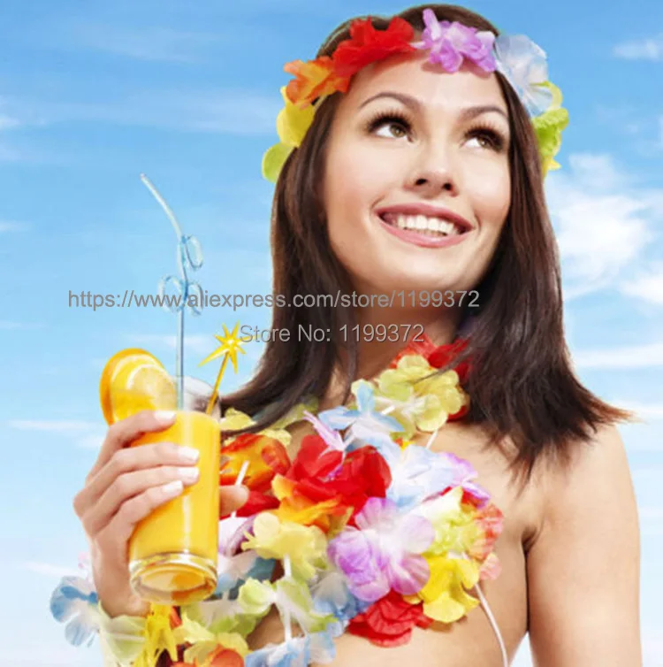 1 pcs Hawaiian Flower Lei Garland Necklace Party Fancy Dress H~wl