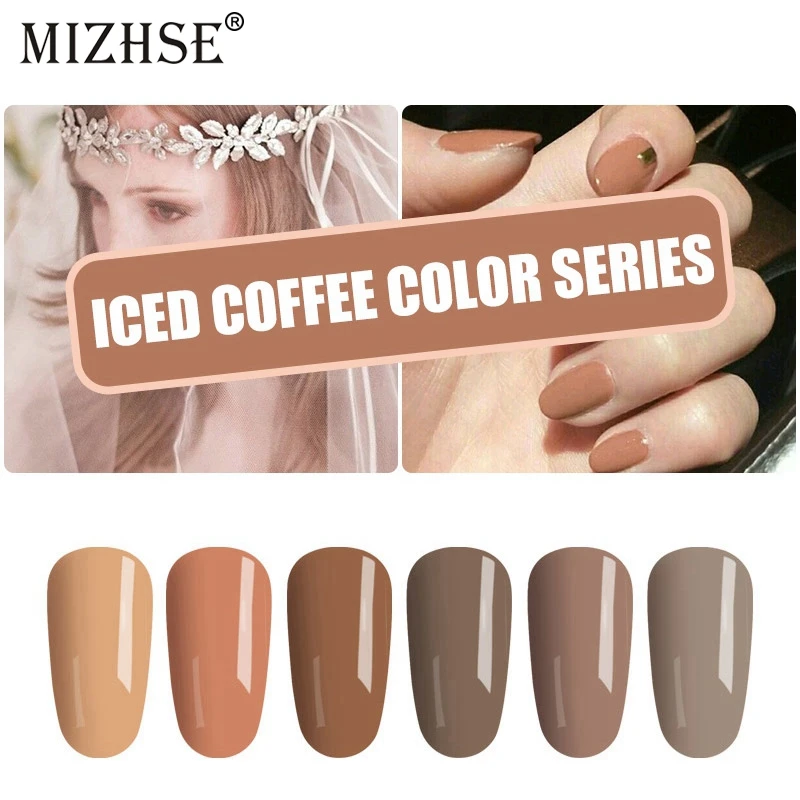MIZHSE UV Nail Gel Polish 6 Colors For Choose Coffee UV Nail Polish