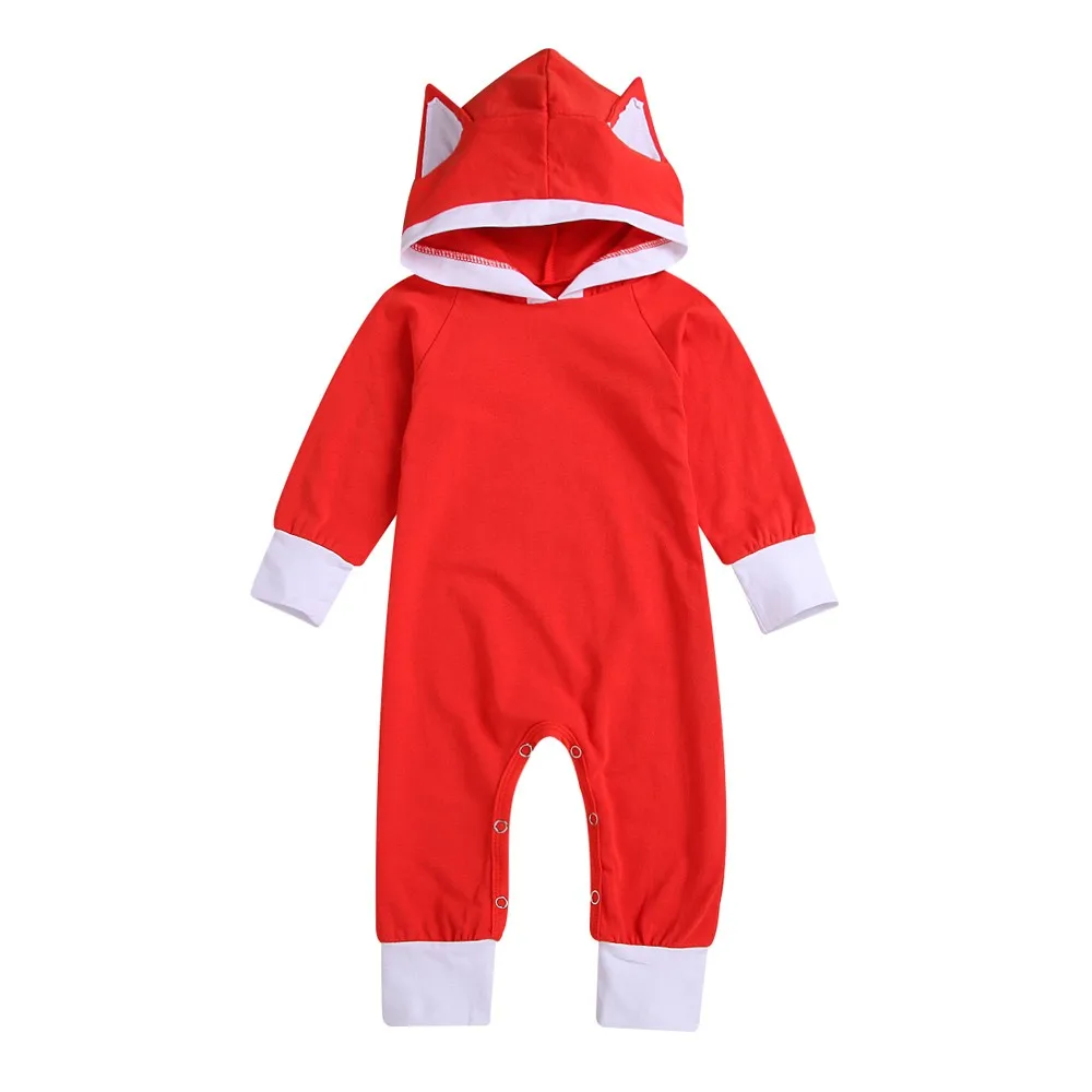 

Newborn Infant Baby Girls Boys Christmas Fox Ear Hooded Jumpsuit Romper Clothes