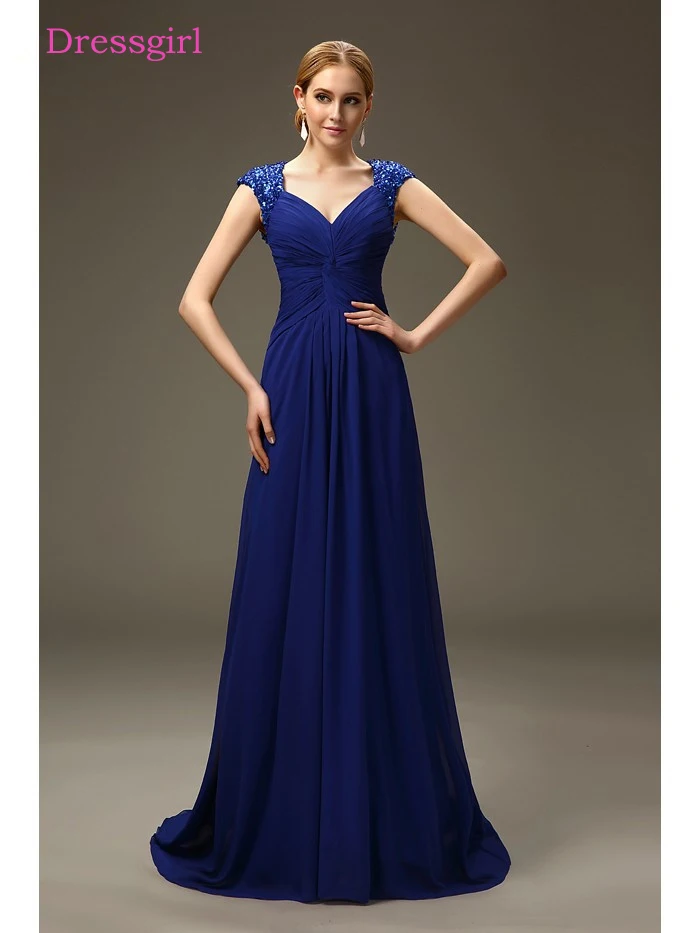 Royal Blue 2018 Mother Of The Bride Dresses A line V neck ...