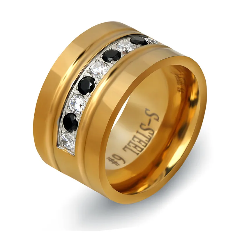Modyle Two Color 316L Stainless Steel CZ Zircon Channel Setting Ring For Women Birthday gift