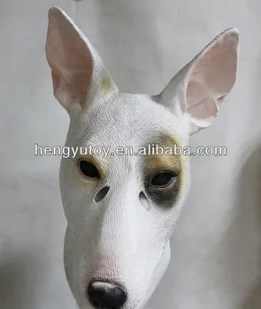 

High Quality Fancy Dress Part Latex Bull Terrier Dog Mask for Adult Halloween Party