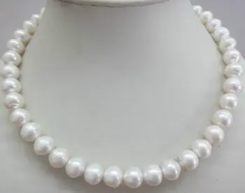 

elegant 10-11mm natural south sea baroque white pearl necklace 18inch 14KG