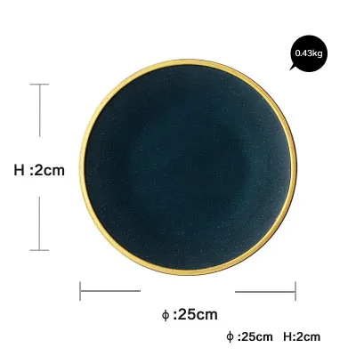 Керамическая золотая инкрустация тарелки стейк еда блюдо скандинавском стиле столовая посуда в ретро стиле миска Ins обеденная тарелка чашка высокого класса столовая посуда набор - Цвет: Plate L