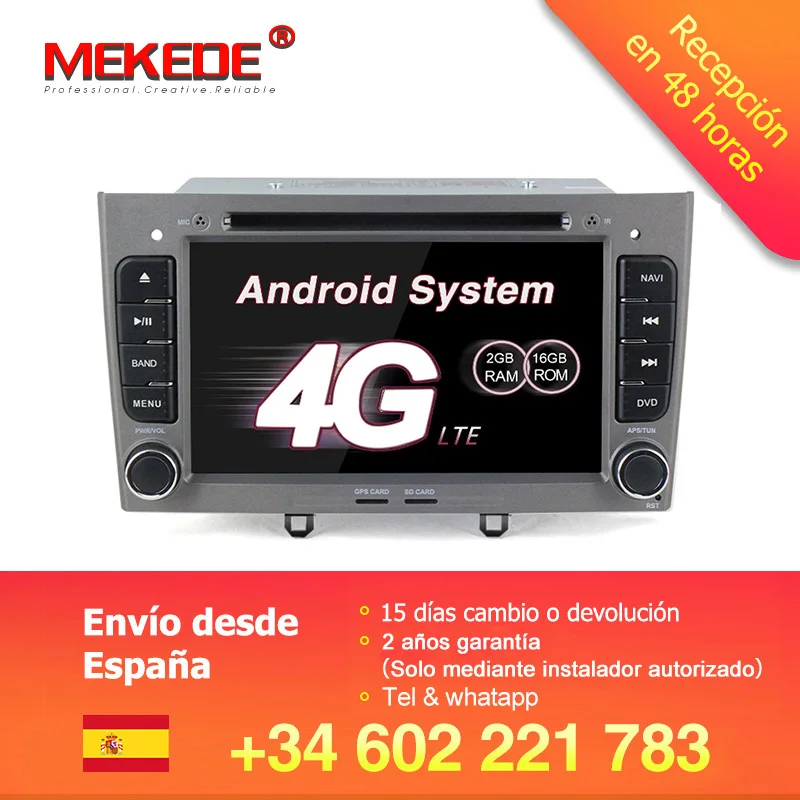 Clearance MEKEDE free shipping car multimedia player for Peugeot 308 408 HD screen 1024*600 screen Quad-Core Android7.1 System 8G map card 1