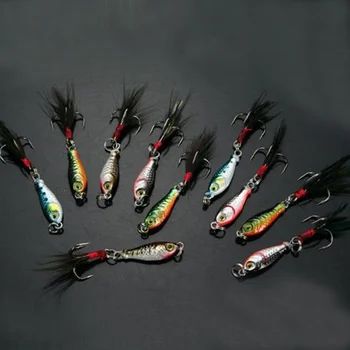 

16 Pcs 2.5cm Mini River Lead Bait Fishing Lures Carp Bass Walleye Jigs Feather Hook Crankbaits 88 YS-BUY