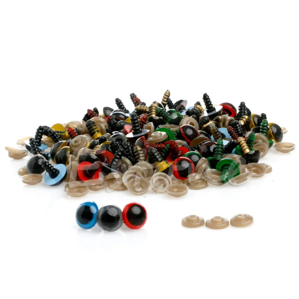 100Pcs/Set 10mm Plastic Safety Eyes Doll Accessories Plush Doll Accessories Doll Eyes For Teddy Bear Doll Animal Puppet Green/Blue/Brown/Transparent/Yellow/Red/Gold/Mixed Color