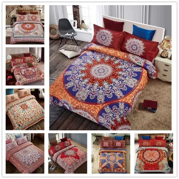 

Bohemian Print Set with Duvet Cover&Pillowcases&Sheet 4pcs Bed Set Full Size Mandala Floral Soft Bedding Sets