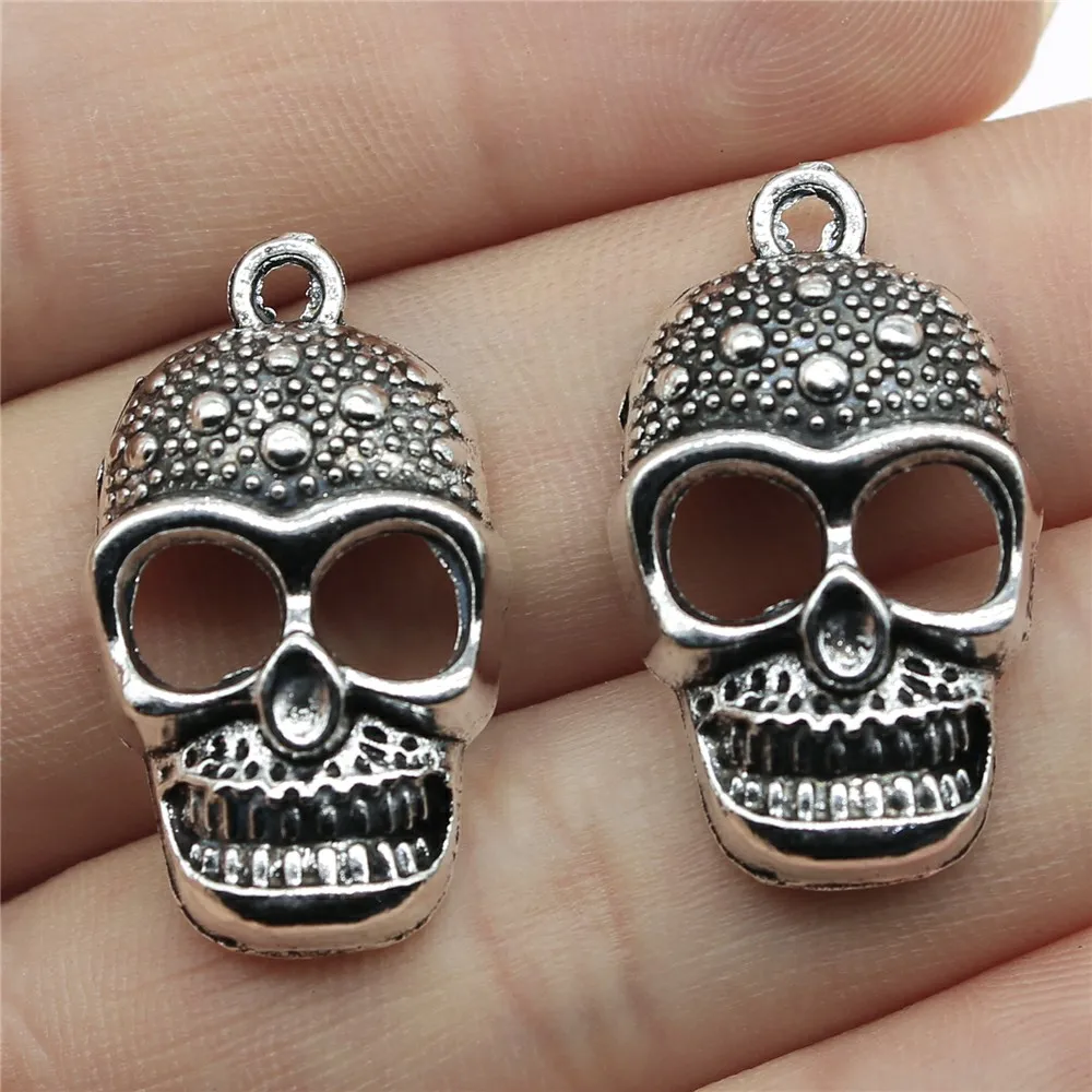 

WYSIWYG 5pcs 28x16mm Pendants Skull Lot Charm Skull Lot Charm Skull Men Vintage DIY Accessories For Jewelry Making