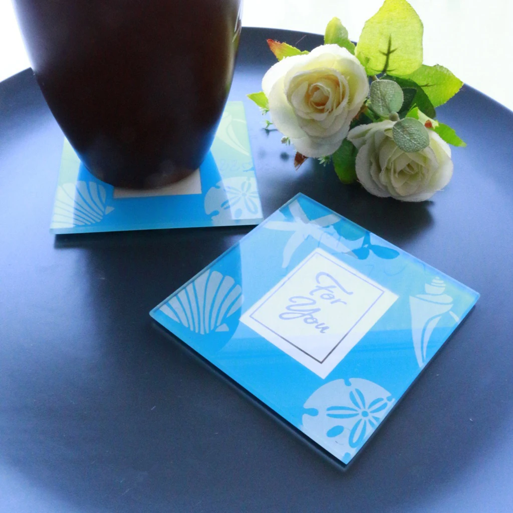 2Pcs Wedding Favours Glass Photo Frame Coasters Tea Cup Saucer Cup Mat Birthday Party Favor Gifts and Giveaways 