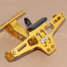 New Mount Gold Motorcycle License Plate Holder Tail Light LED Bracket Universal For Kawasaki Yamaha Suzuki Honda Ducati Aprilia