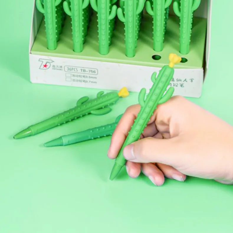 Cactus With Flower Silica Mechanical Pencil Automatic Pen For Kid School Office Supply