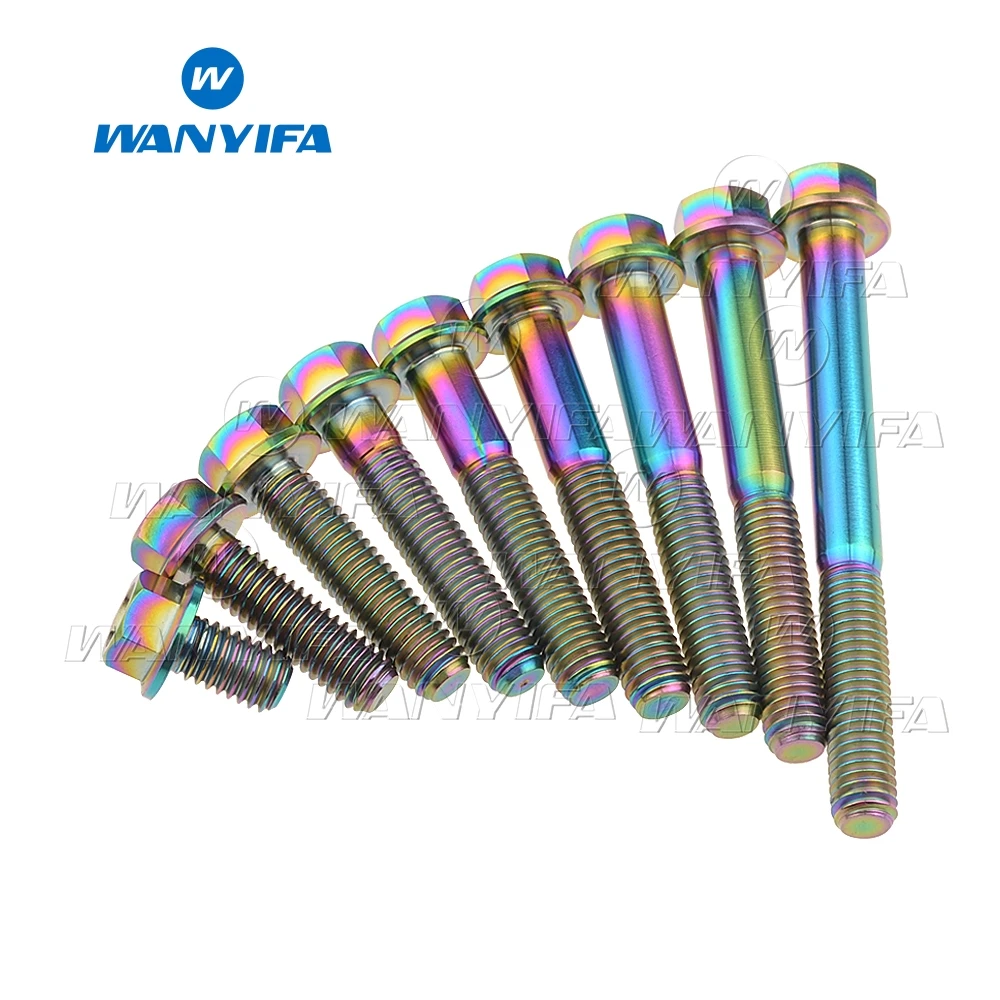 Wanyifa M6X10 15 20 25 30 35 40 45 50 60 мм титановый фланцевый шестигранный болт цвета
