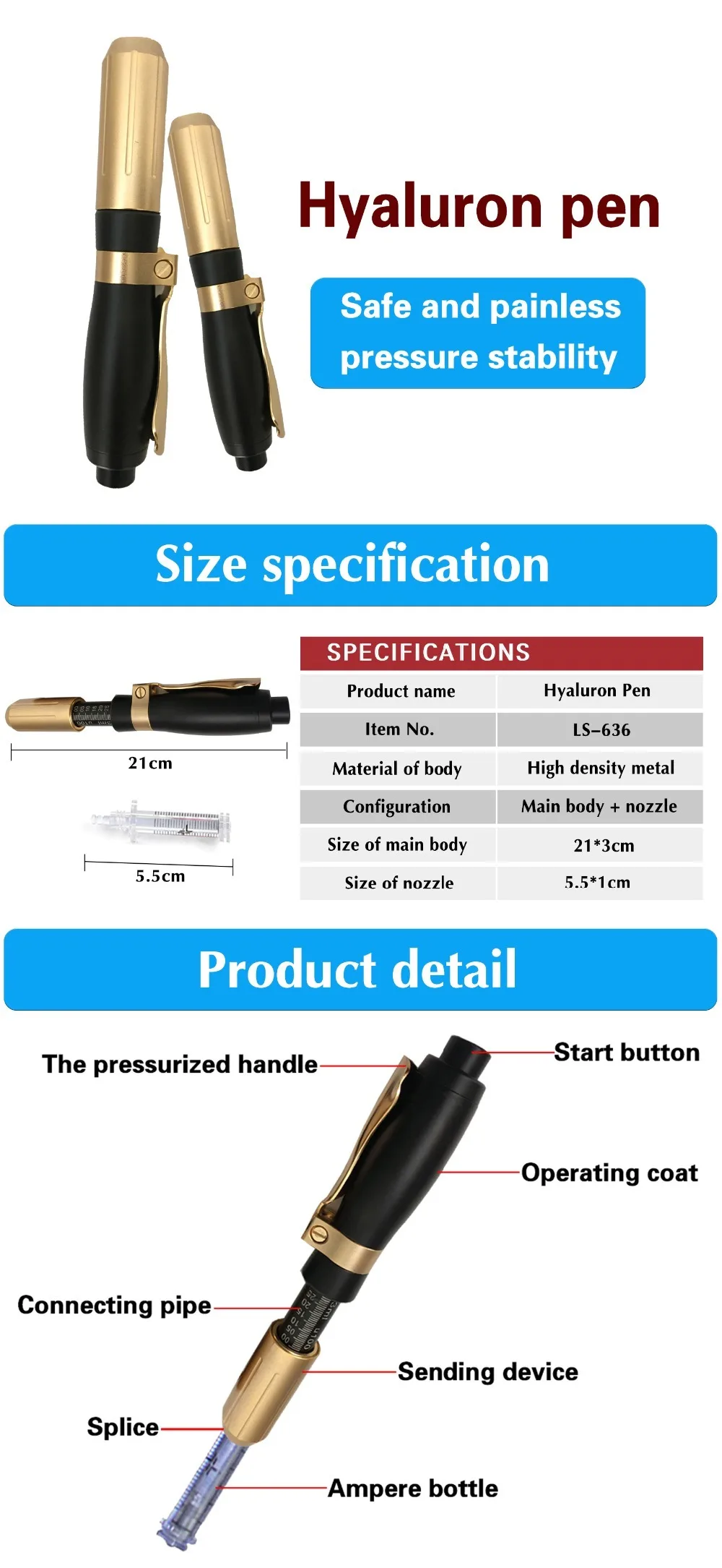 Cuidados com a Pele Hialurônico para Anti-rugas Hyaluron Conjunto Caneta Livre Personaliza Logotipo Caneta Seringa Converter Ferramentas Soro Mesoterapia Arma 16 Beleza e saúde