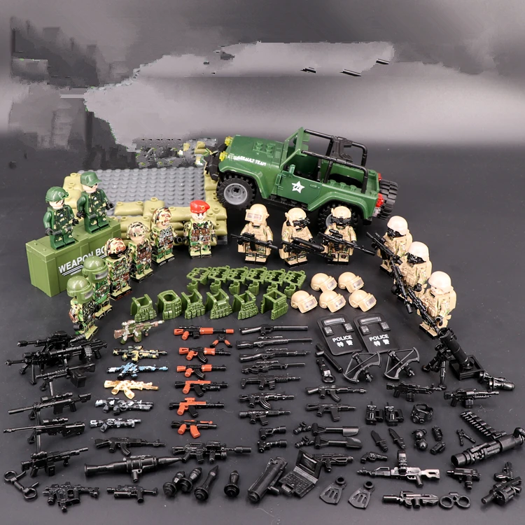 

Special forces Policemen military DIY weapon accessories DIY Building Block Brick original mini figures toy gift