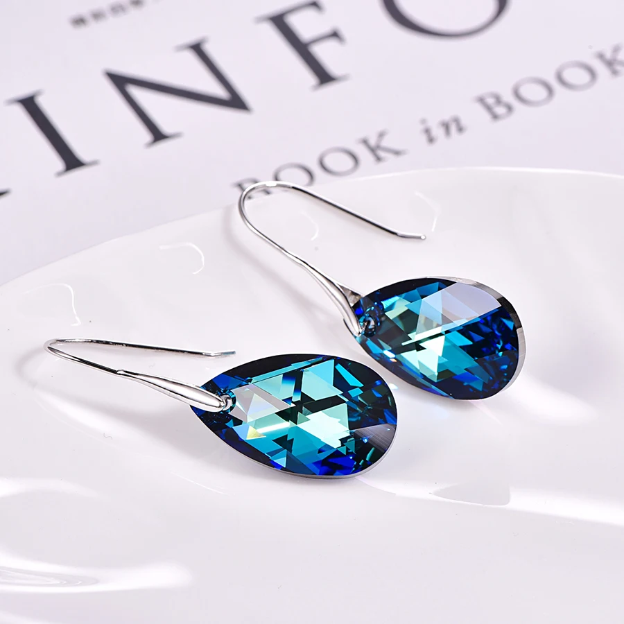 MALANDA Water Drop Earrings For Women Fashion Original Crystal From SWAROVSKI Silver Color Pendant Dangle earrings Jewelry Gift