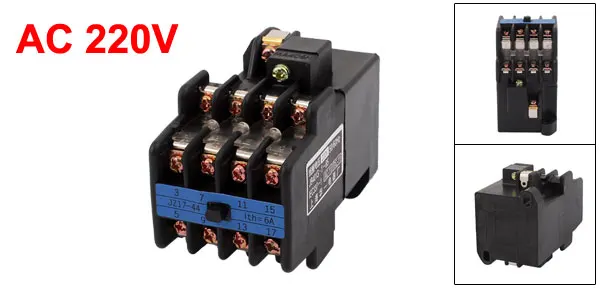 AC 220V Coil Voltage Ith 6A 4NO + 4NC Auxiliary Contactor Relay JZ17-44