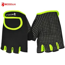 BOODUN, для тренажёрного зала Перчатки для мужчин женщин бодибилдинг пальцев перчатки фитнес Нескользящие тяжёлая атлетика спортивные тренировочные перчатки без пальцев
