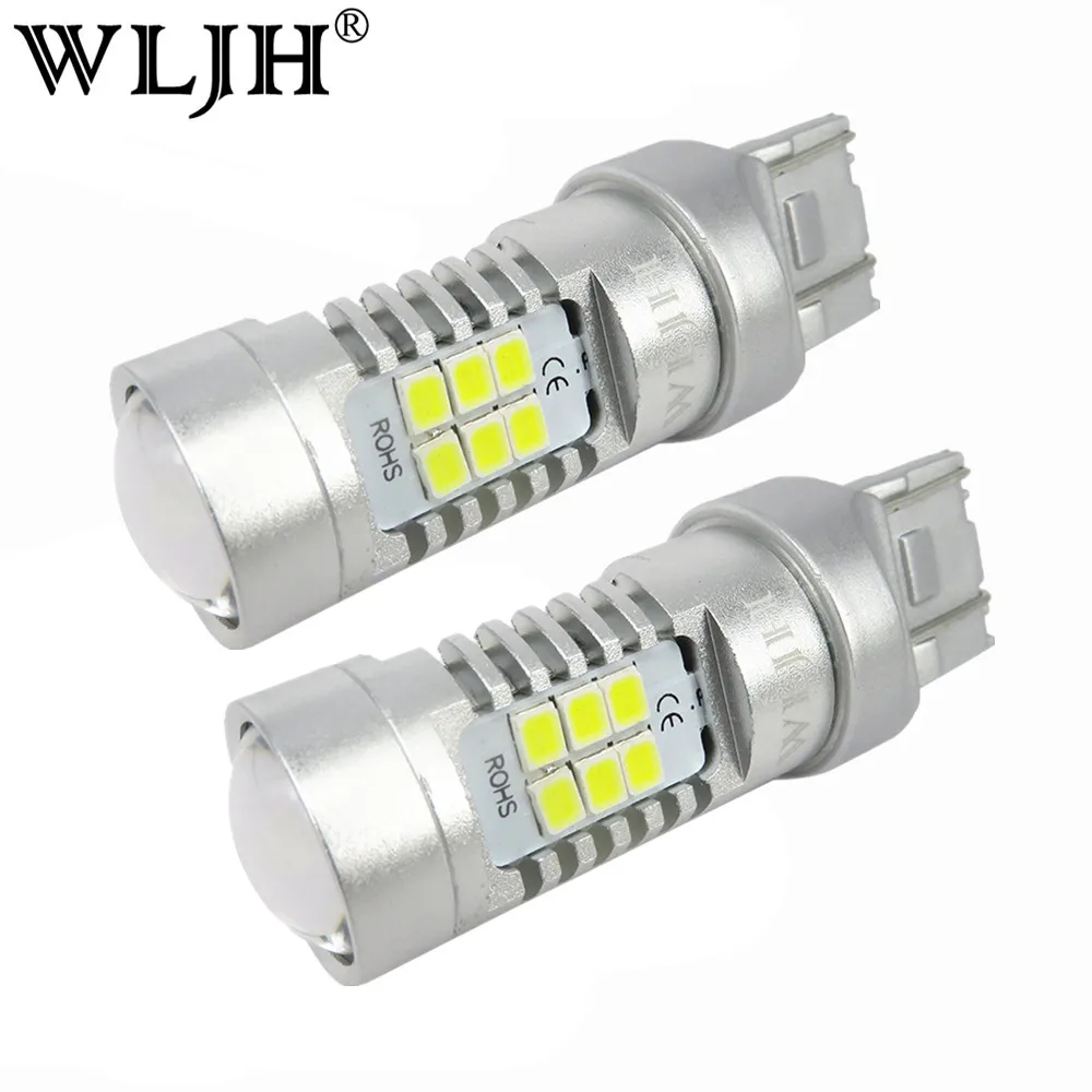 

WLJH 2x T20 7443 7440 LED Bulb 21W 800LM 2835 SMD Lens Car DRL Daytime Running Lights Parking Tail Brake Light Turn Signal Lamp