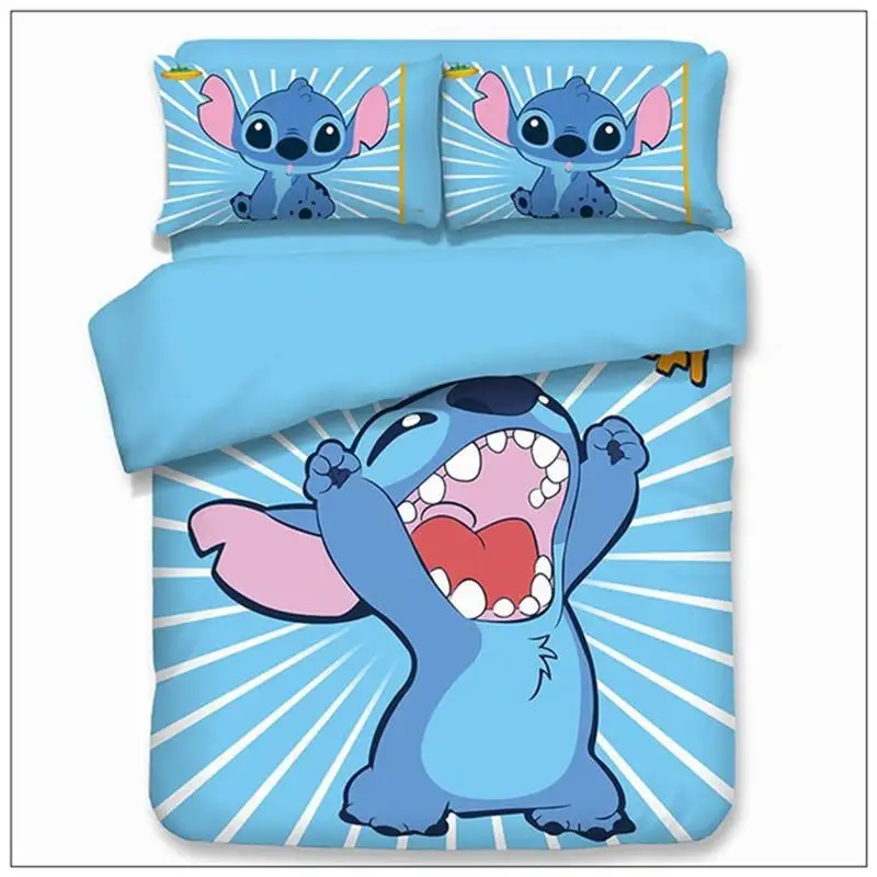 Disney Lilo& Stitch Bedding Set Children Duvet Covers Pillowcases Cartoon bed set Comforter Bedding Sets bedclothes bed linen - Цвет: 2