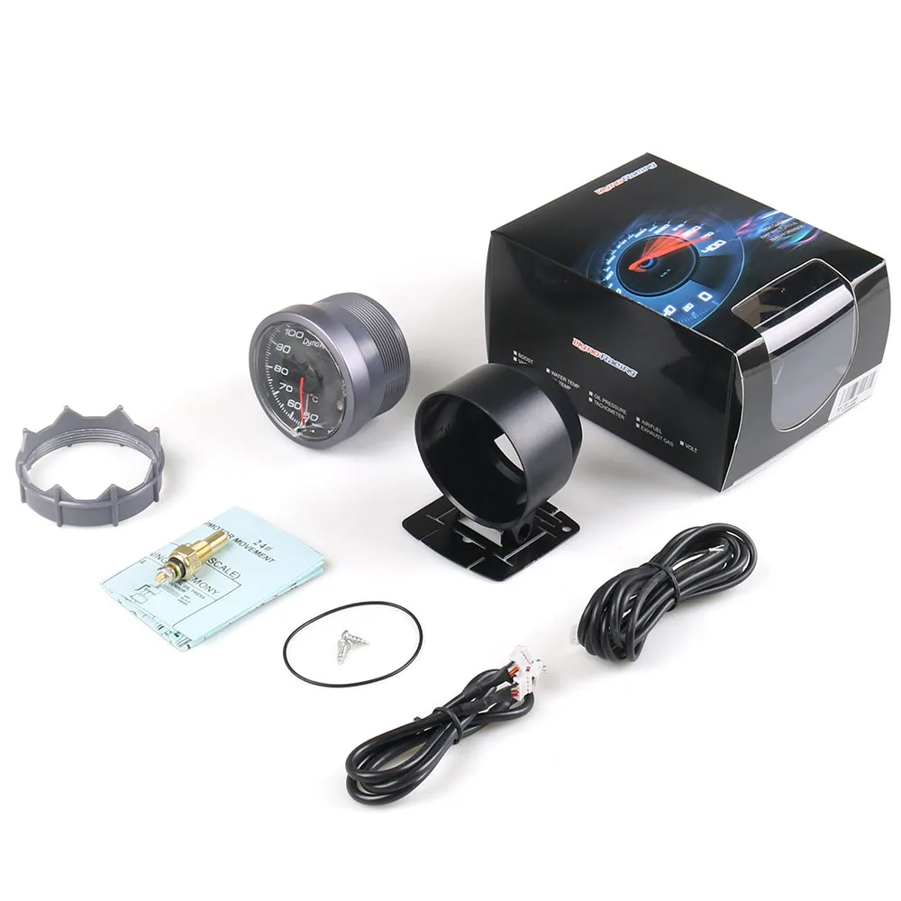 60mm 블랙 페이스 수온 게이지 Dynoracing 흰색/호박색 빛 피크 기능 50-150C 수온 게이지 자동차 미터