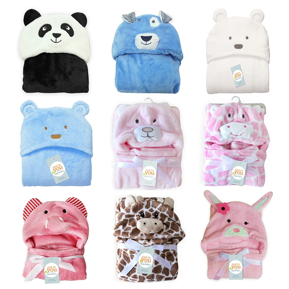 Lovely fleece baby bath towel cute animal figure baby kid's hooded towel bathrobe cloak baby blanket Shower Present for Newborn